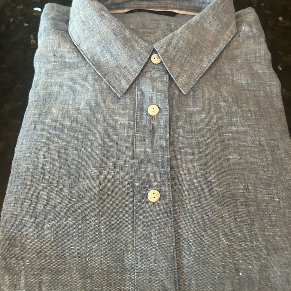 Brooks Brothers Blue Casual Button Down Linen shirt in size 12. NWT - Picture 2 of 5